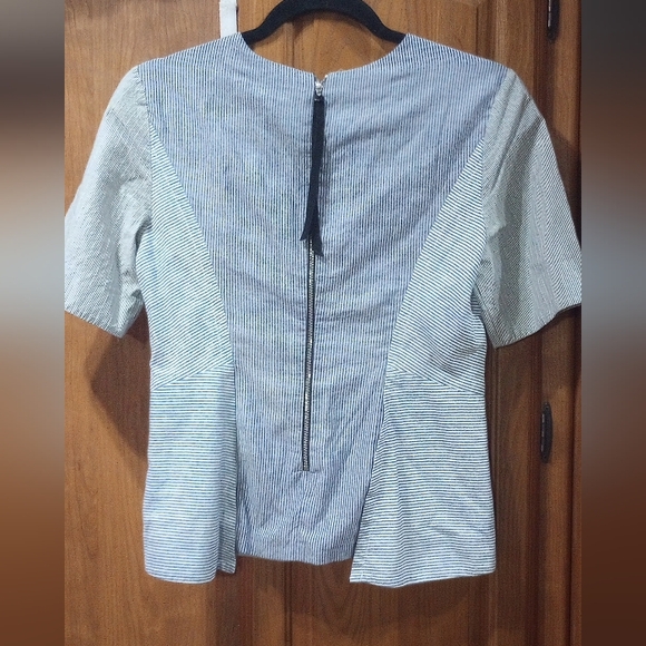 Rag & Bone Top with Zippered Back Blue Mixed Striped Pattern Size Small - Picture 2 of 5